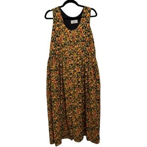 Vintage Carolart Designs Floral Retro Bohemium Cottagecore Maxi Dress Size S